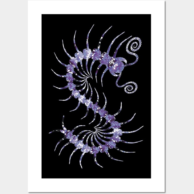 White on Purple Ornate Centipede Wall Art by IgorAndMore